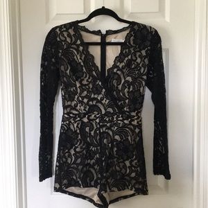 Black and Tan floral lace romper